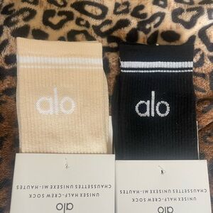 Beige & Black Womens Alo Socks